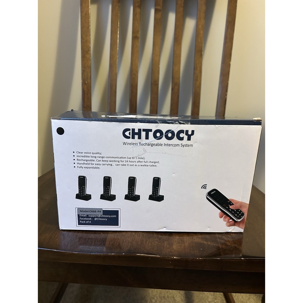 Chtoochy Handheld Wireless Rechargeable Intercom‎ System 4 New C668-P4